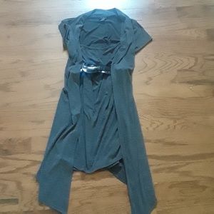 Short sleeve cardigan dress with belt